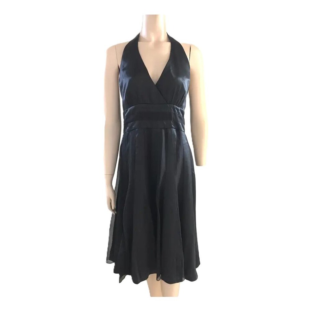 Calvin Klein 100% Silk Halter Little Black Dress Women’s Size 6 Classic Cocktail